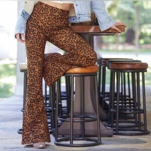 Blank NYC On the Prowl Leopard Print Flare Pants